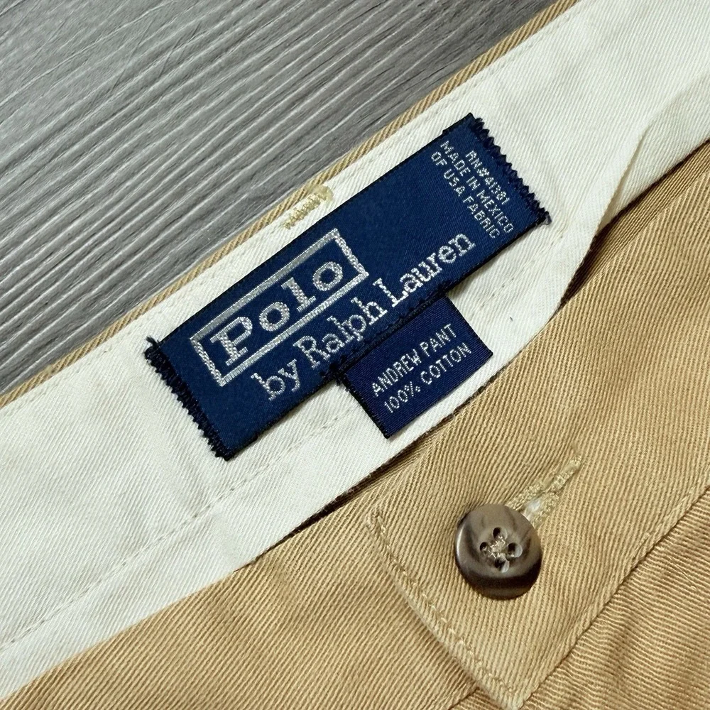 Vintage 90s Polo Ralph Lauren Mens Andrew Pant Mens 42x30 Chino Double Pleated